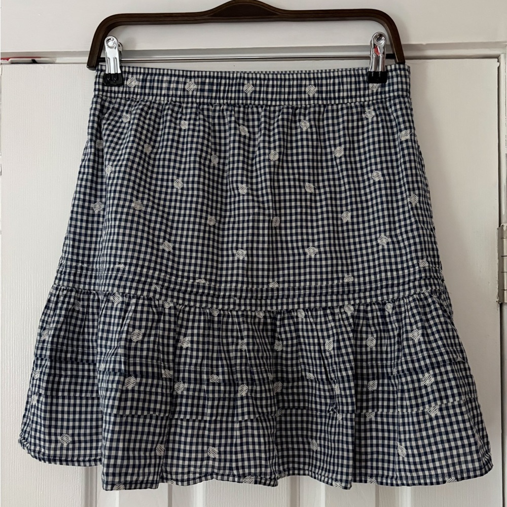 Madewell Classic Navy and White Gingham Skirt Size Small EUC